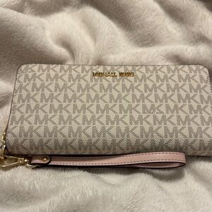 Michael Kors Beige Monogram Wristlet